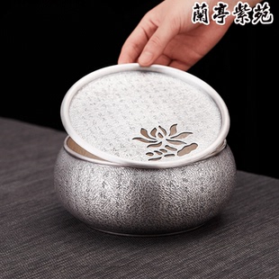 壶托茶洗壶垫中式 S999纯银壶承储水式 手工篆刻心经茶盘家用干泡台