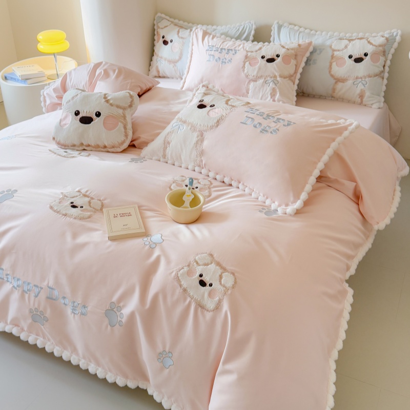 送抱枕！卡通可爱狗狗全棉四件套