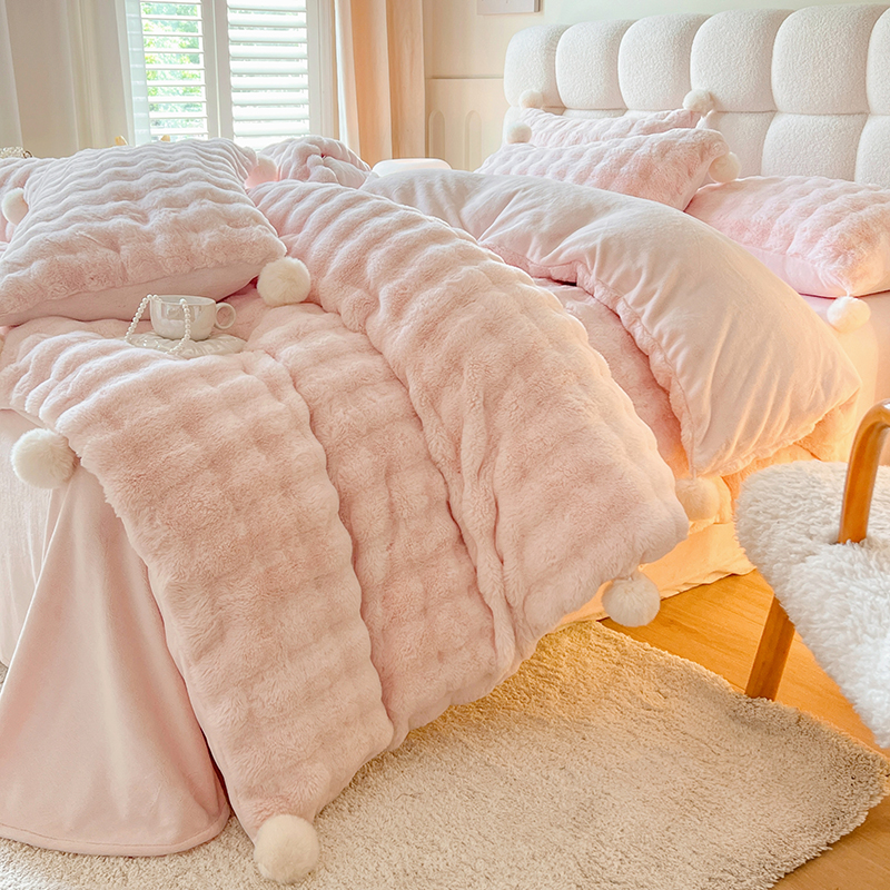 泡芙小姐|冬加厚兔兔绒四件套