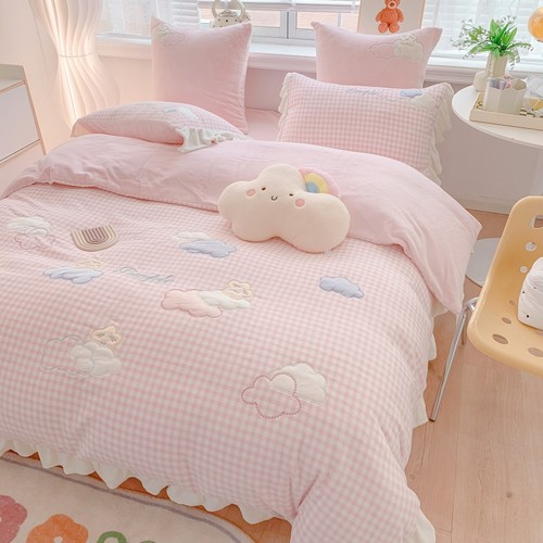 送抱枕！云朵冬季牛奶绒四件套