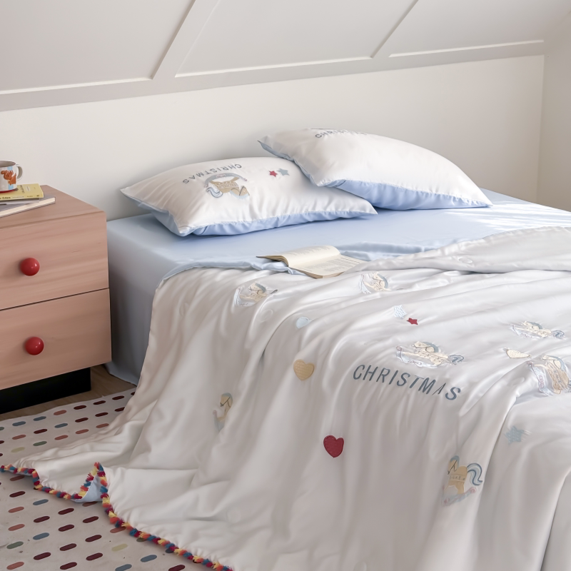 ins少女心卡通60支双面天丝夏凉被四件套夏季凉感冰丝裸睡空调被