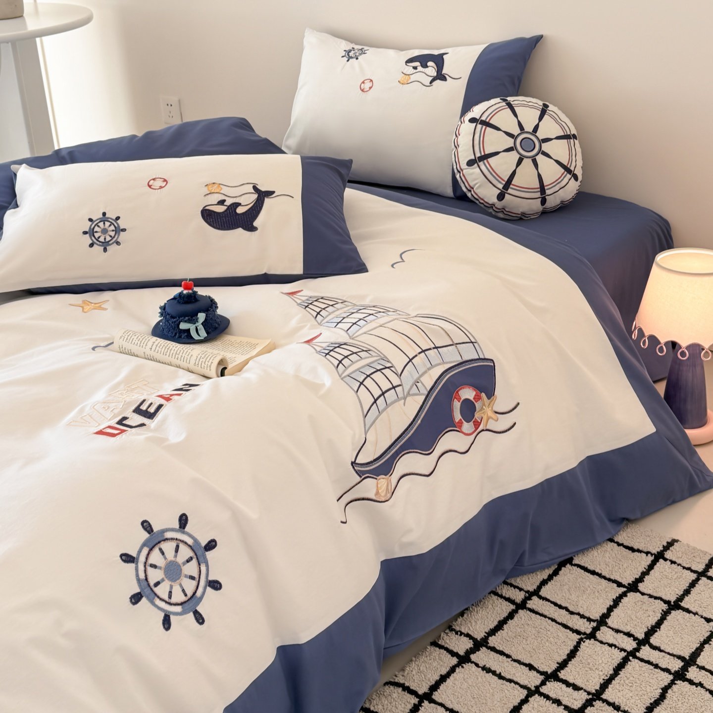 简约风儿童帆船纯棉水洗棉四件套男孩青少年床上用品被套全棉床单,床上用品,床品套件/四件套/多件套,淘宝优惠券,粉丝福利购,淘宝优惠卷