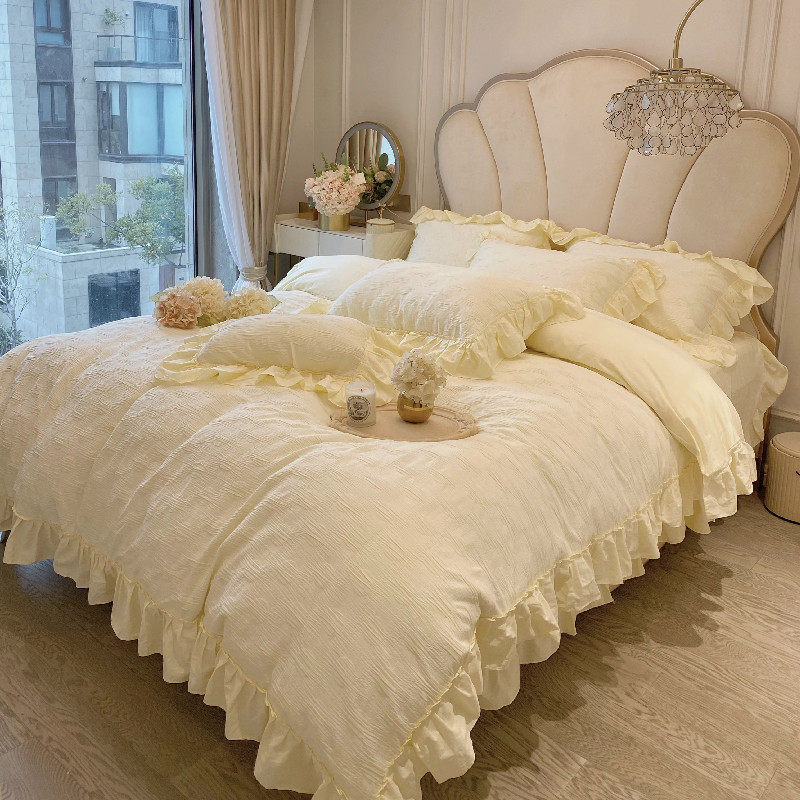 公主风纯棉水洗棉四件套浪漫法式花边被套柔软全棉1.8m床上用品4,床上用品,床品套件/四件套/多件套,淘宝优惠券,粉丝福利购,淘宝优惠卷