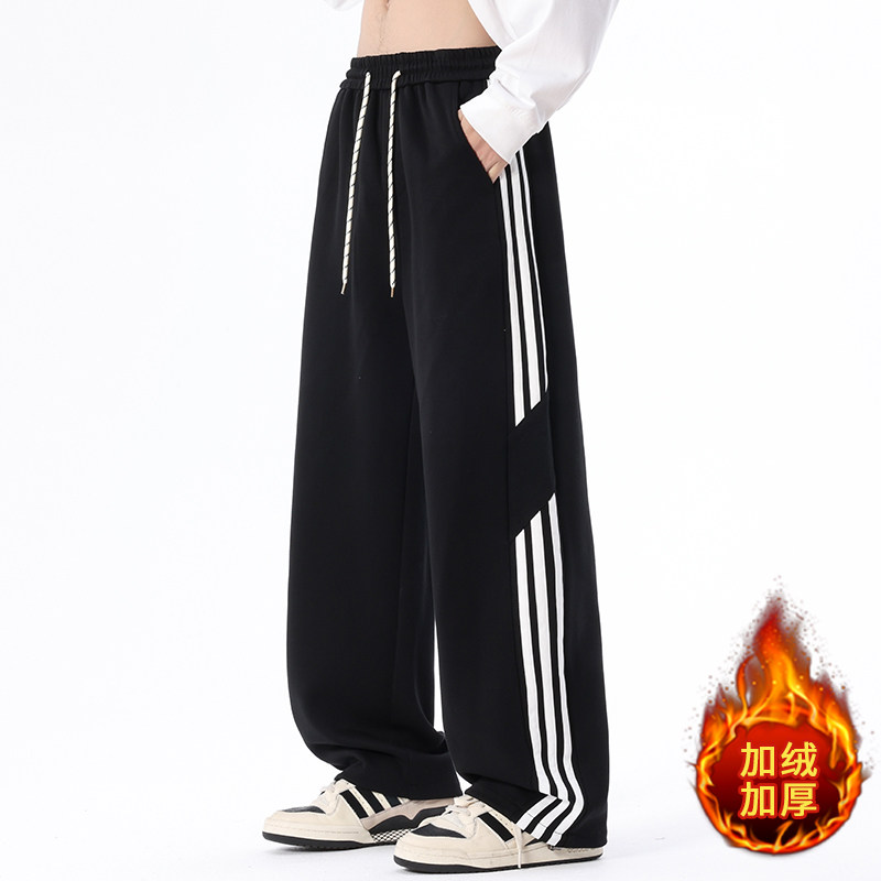 束脚休闲裤男款秋冬季运动裤子青少年初高中生阔腿宽松直筒卫裤男