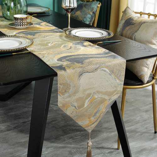 水墨餐桌桌旗茶席轻奢轻奢高档