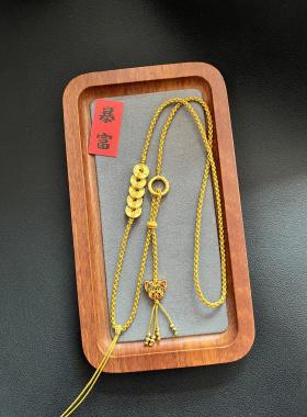 原创新款纯手工编织精工细款四股五帝铜钱蝴蝶可调节项链绳毛衣链