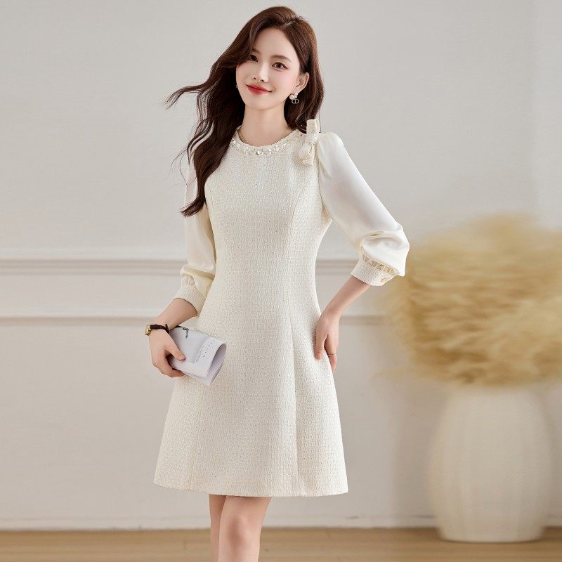 小香风连衣裙女高级感A字裙春秋季2025年新款修身显瘦中长款洋气,女装/女士精品,连衣裙,淘宝优惠券,粉丝福利购,淘宝优惠卷