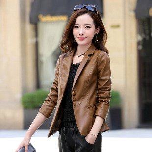 爆款 新款 时尚 修身 女士皮衣外套女短款 收腰PU皮夹克西装 2026年春季