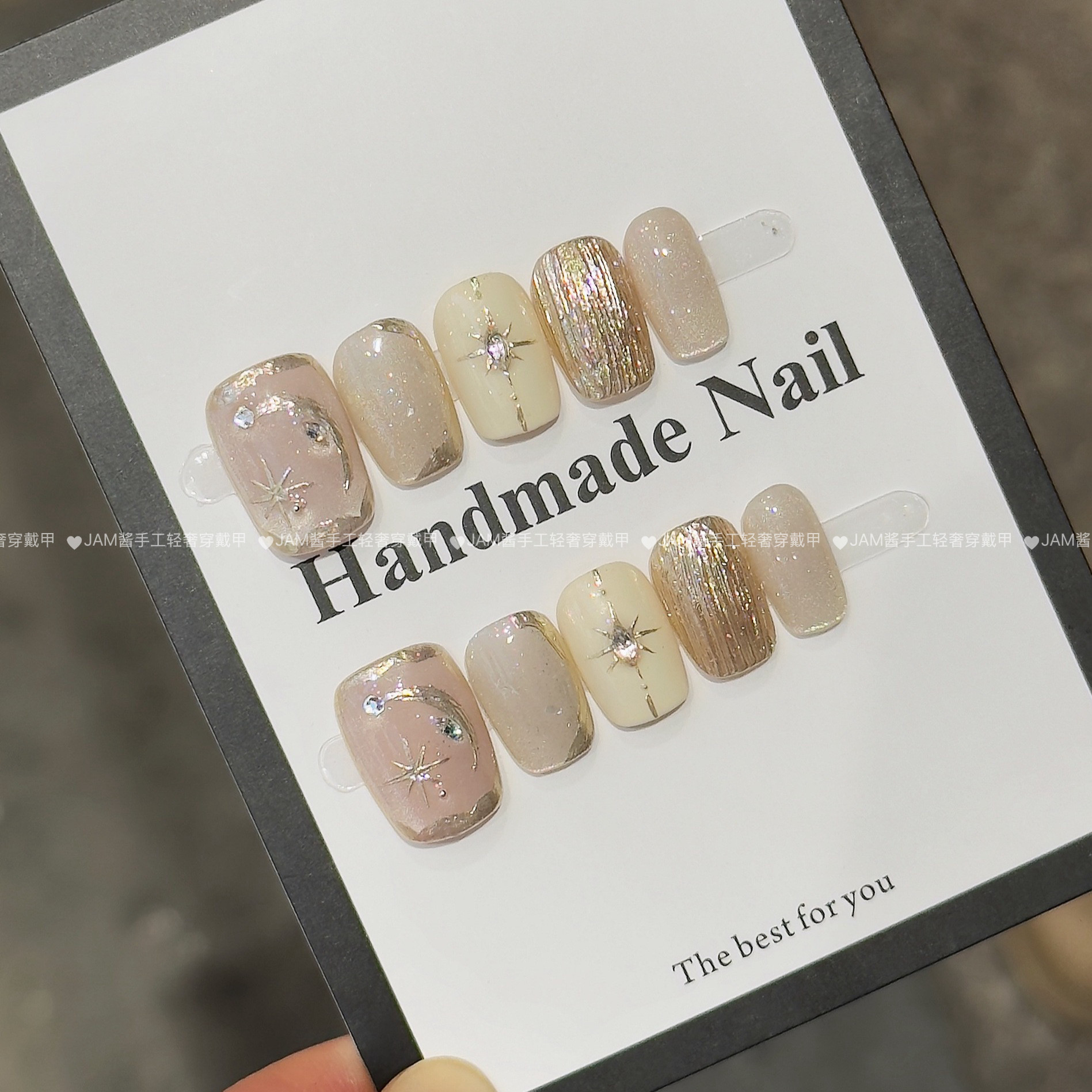 白月光 新款纯手工穿戴甲短款高级感魔镜粉手绘美甲中长款穿戴甲,彩妆/香水/美妆工具,穿戴甲/甲片,淘宝优惠券,粉丝福利购,淘宝优惠卷