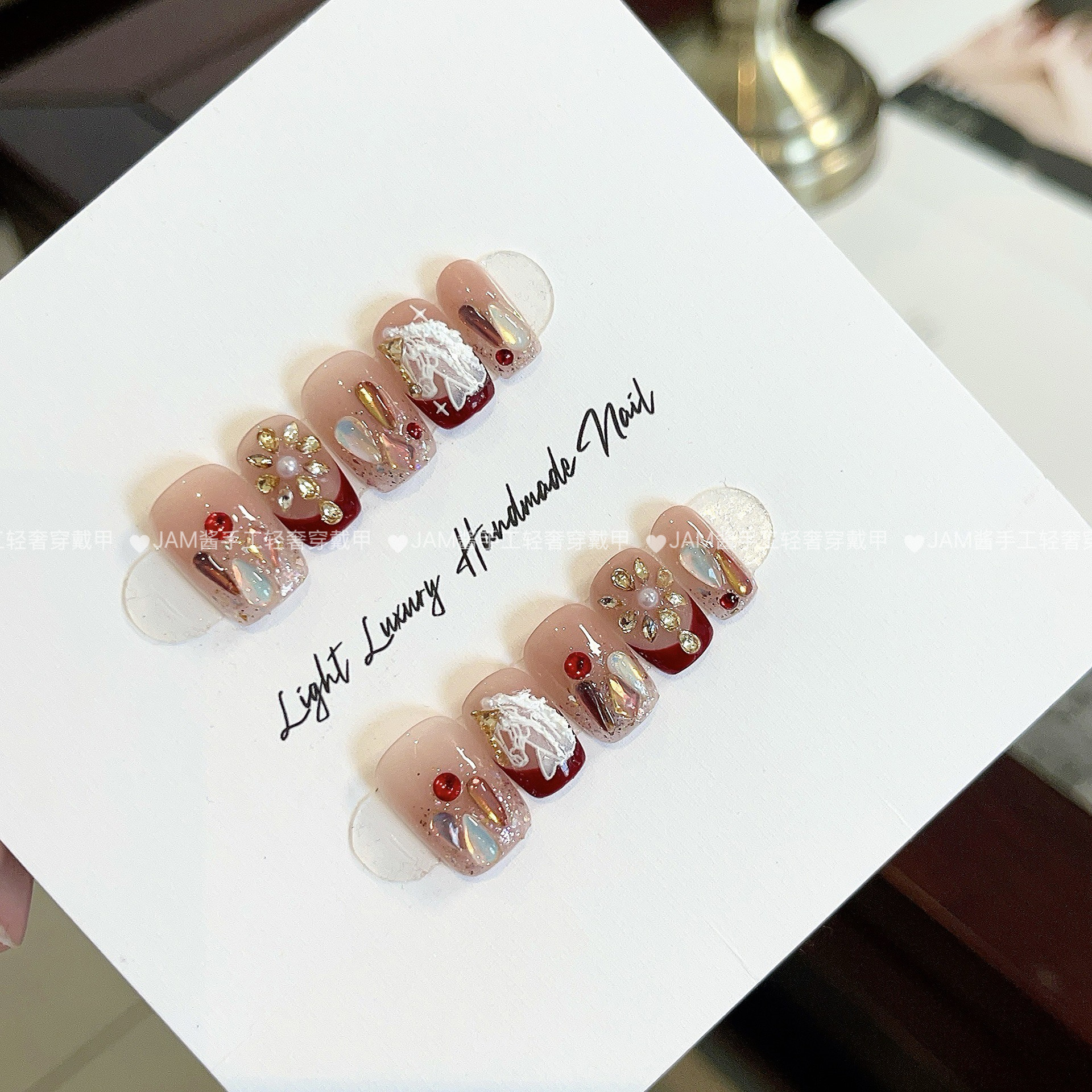 马上有钱 新年新款纯手工穿戴甲短款红色法式美甲贴片高级感显白,彩妆/香水/美妆工具,穿戴甲/甲片,淘宝优惠券,粉丝福利购,淘宝优惠卷