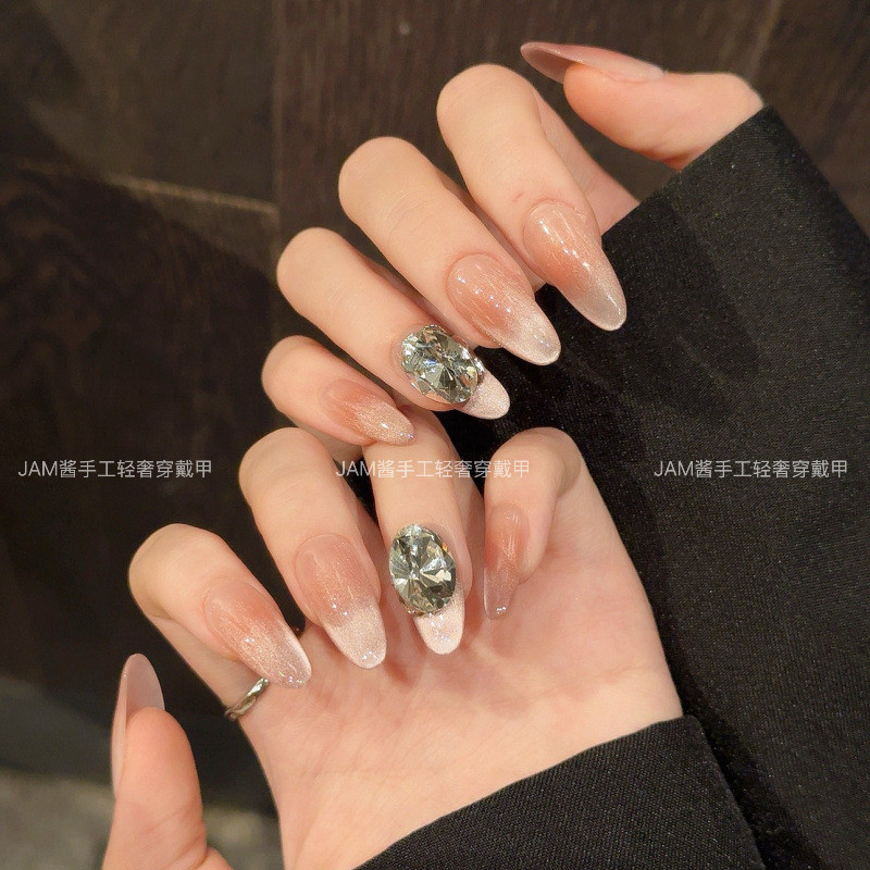 【克拉恋人】猫眼纯手工穿戴甲长款新款美甲高级感闪钻猫眼穿戴甲,彩妆/香水/美妆工具,穿戴甲/甲片,淘宝优惠券,粉丝福利购,淘宝优惠卷