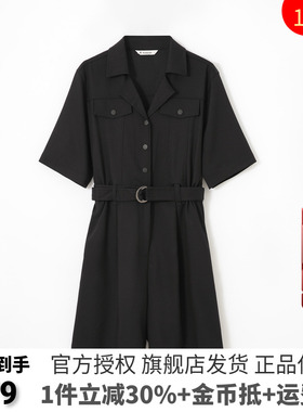 播女装正品正品秋复古金属环腰带工装风休闲连体裤女BDQ3JD05811