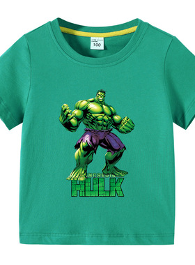 绿巨人浩克Hulk儿童短袖T恤纯棉透气2026新款童装上衣男童女夏装