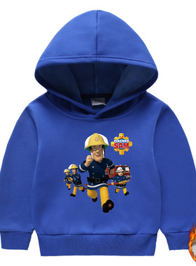 消防员山姆Fireman Sam儿童加绒卫衣秋冬装男女童厚上衣连帽外套