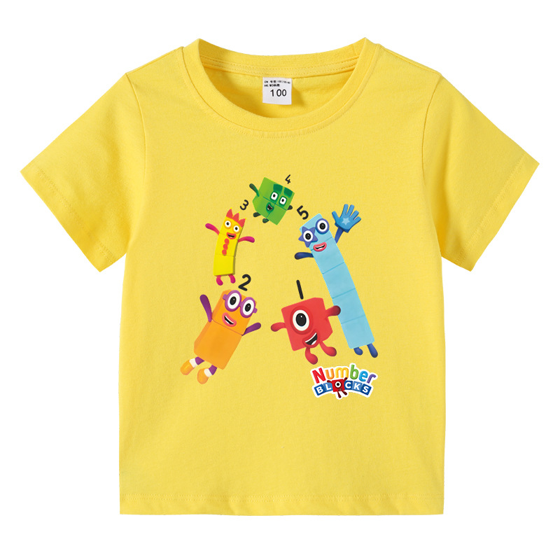 数字积木Numberblocks儿童夏装短袖女童半袖上衣宝宝男孩纯棉T恤