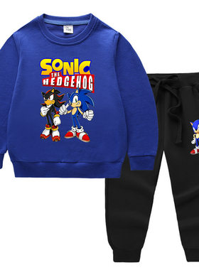 男童套装春秋音速小子梭尼Sonic索尼克中童女孩纯棉卫衣休闲秋装