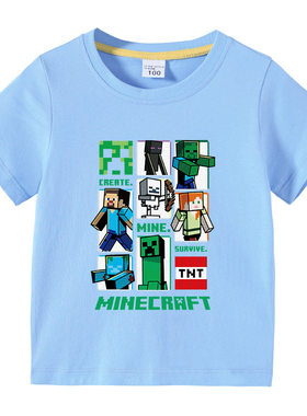 我的世界Minecraft中童9岁男孩子纯棉T恤夏季短袖衣服半袖夏装潮