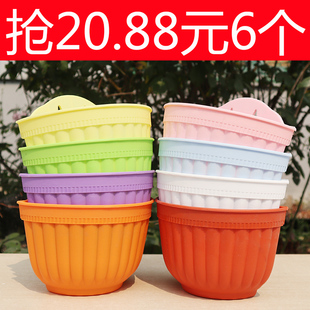 阳台客厅悬挂墙式 饰送挂钩配件 壁挂半圆创意绿萝吊兰式 塑料花盆装