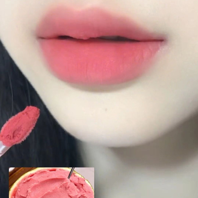 西瓜冰沙也太显嫩了吧!花落奶糕唇霜哑光雾面灰粉色唇釉唇泥口红