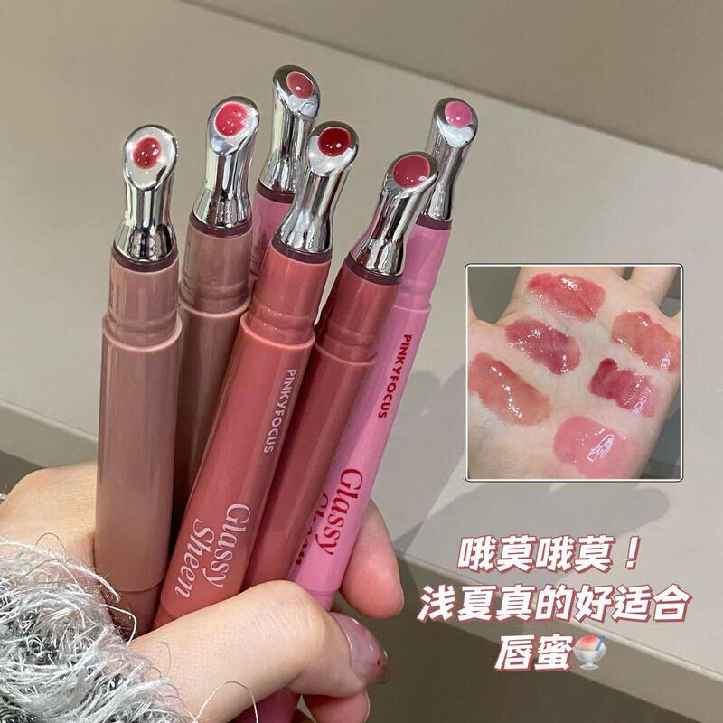 PINKYFOCUS轻凝冰澈盈泽唇蜜清透水光镜面唇釉嘟嘟精华蜜跨境美妆