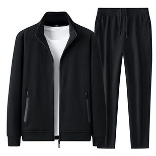 纯色宽松开衫 运动套装 休闲外套束脚长裤 秋冬季 卫衣立领 男2025新款