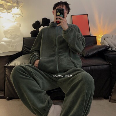 卡仙米情侣珊瑚绒加厚睡衣