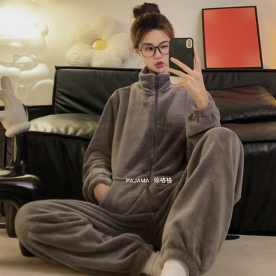 卡仙米情侣珊瑚绒加绒加厚家居服