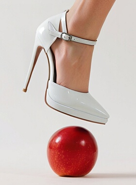 13CM超薄防水台白色尖头高跟凉鞋超细跟包头真皮性感小码女模特