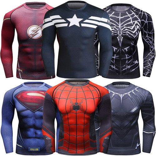 钢铁侠超人紧身衣运动T恤速干衣
