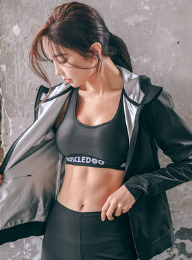 健身服套装女加大码200斤运动衣跑步健身爆汗减重连帽外套运动服