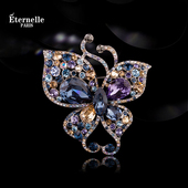 扣个性 法国Eternelle欧美风蝴蝶胸针秋冬大衣装 饰开衫 胸花女高档