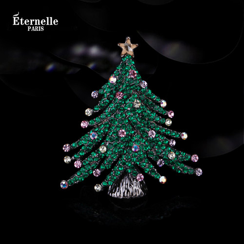 eternelle水晶圣诞树毛衣链吊坠