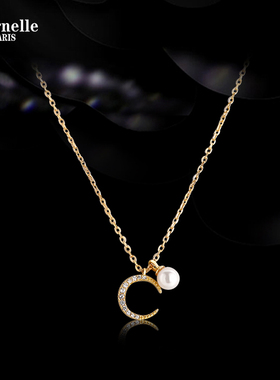 法国Eternelle原创浪漫月亮纯银项链 小巧弯月吊坠优雅银饰锁骨链