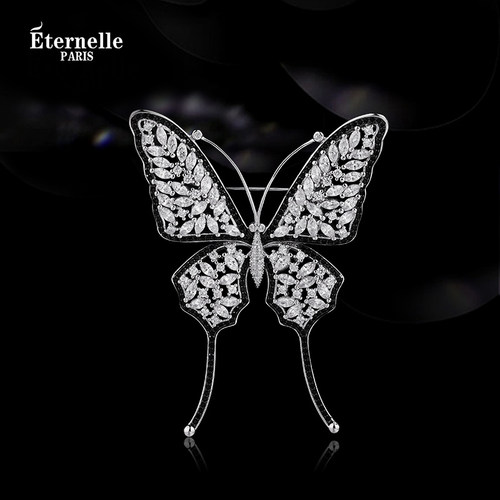 法国Eternelle镶钻蝴蝶胸针外套别针配饰胸花高档气质丝巾扣礼物