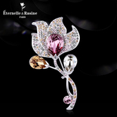 法国Eternelle奥地利水晶胸花 欧美时尚 花型胸针领针配饰生日礼物