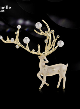 Eternelle法国永恒原创设计圣诞麋鹿胸针高档个性高级感胸花礼物