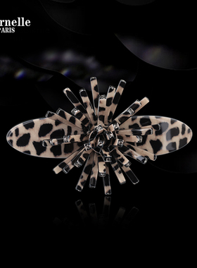 法国Eternelle奥地利水晶发饰镶钻顶夹欧美时尚头饰豹纹配饰品