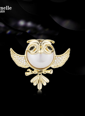 法国Eternelle个性服装胸花配饰领针胸章 原创设计猫头鹰胸针气质