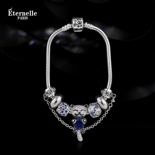 diy法国永恒珠子猫咪手串送女友