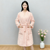 情侣款 浴袍家居服 睡袍睡衣女秋冬加绒加厚珊瑚绒晨袍高级中长款