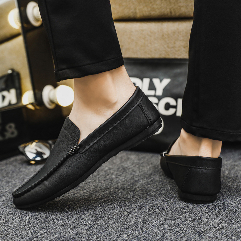 2025年新款豆豆鞋透气休闲网红男士商务软皮男鞋皮面简约风乐福鞋