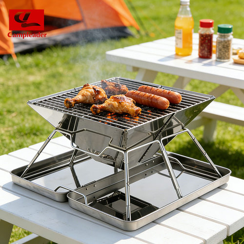 新款韩式BBQ户外家用不锈钢折叠木炭便携烧烤炉柴火炉焚火烧烤架