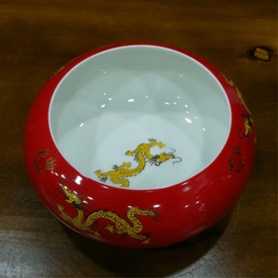 烟灰缸景德镇陶瓷烟缸大号家用收纳杂物垃圾缸笔洗茶洗红色糖果缸