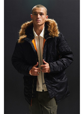 日系潮牌N3B户外连帽中长款棉服棉衣男款阿美咔叽vintage复古冬季