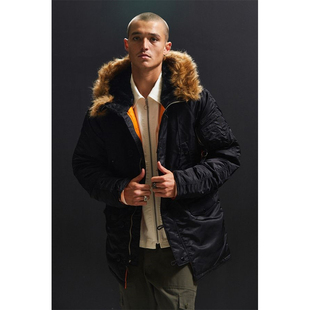 阿美咔叽vintage复古冬季 日系潮牌N3B户外连帽中长款 棉服棉衣男款