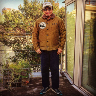 甲板海军棉服复古N1秋冬季 日系潮棉衣阿美咔叽 羊羔绒外套男女工装