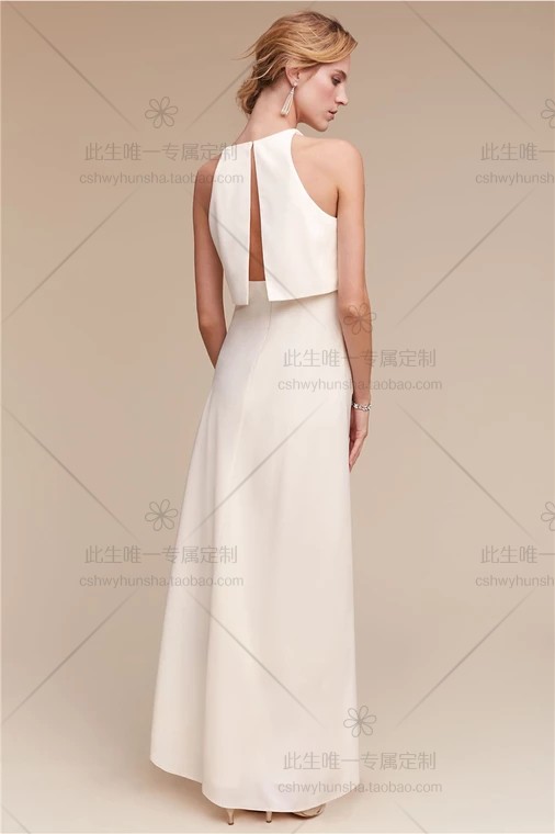 新款成人礼修身两件套轻婚纱旅拍简约齐地时尚礼服