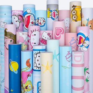 卡通墙纸自粘防水防潮卧室贴纸墙贴儿童房装饰壁纸背景墙动漫星空