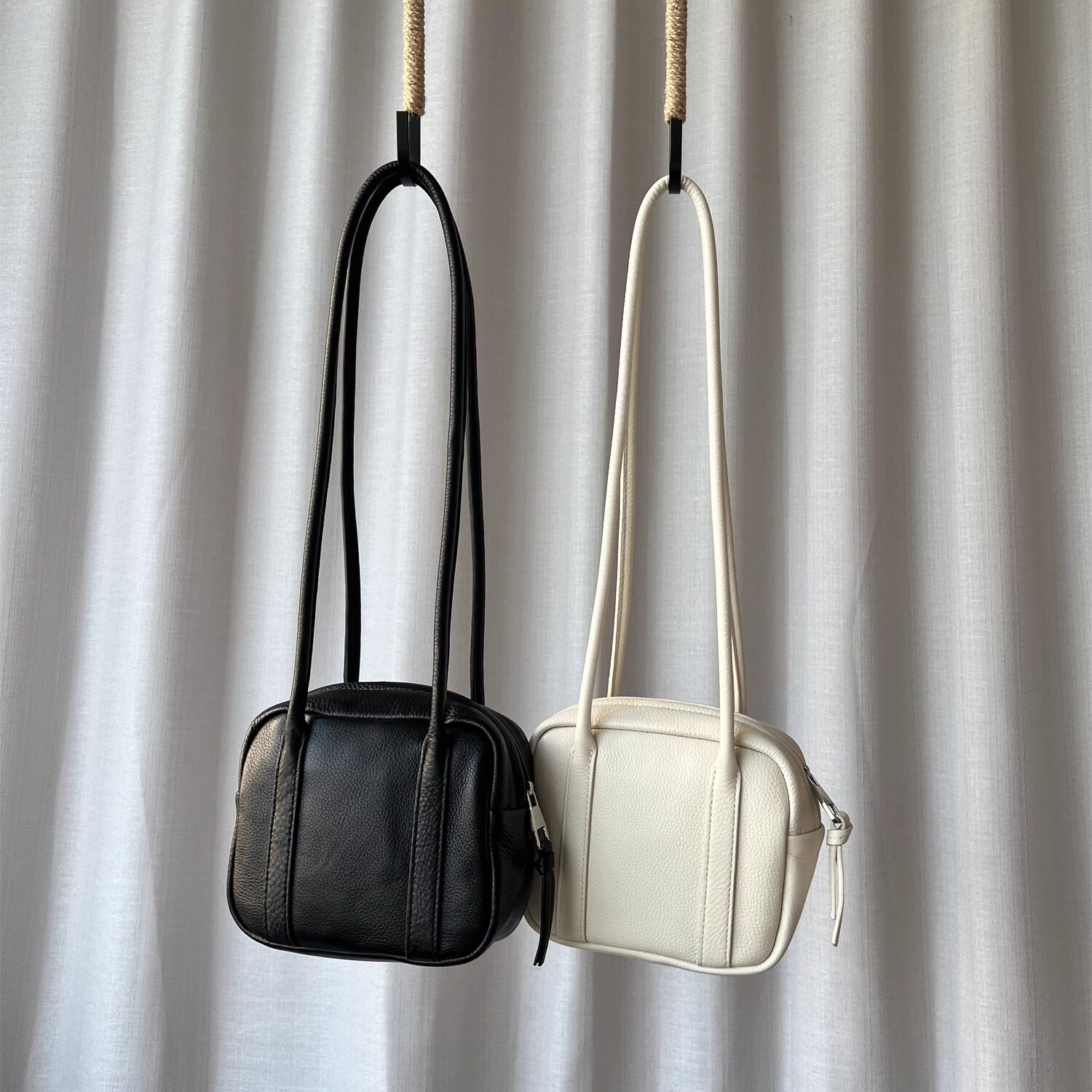 真皮洋气小众极简风方形单肩包