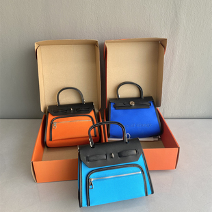 款 外贸订单客户悔单捡漏真皮配帆布经典 凯莉包 带礼盒 福利款